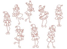 Stickserie - Line Art Weihnachtselfe